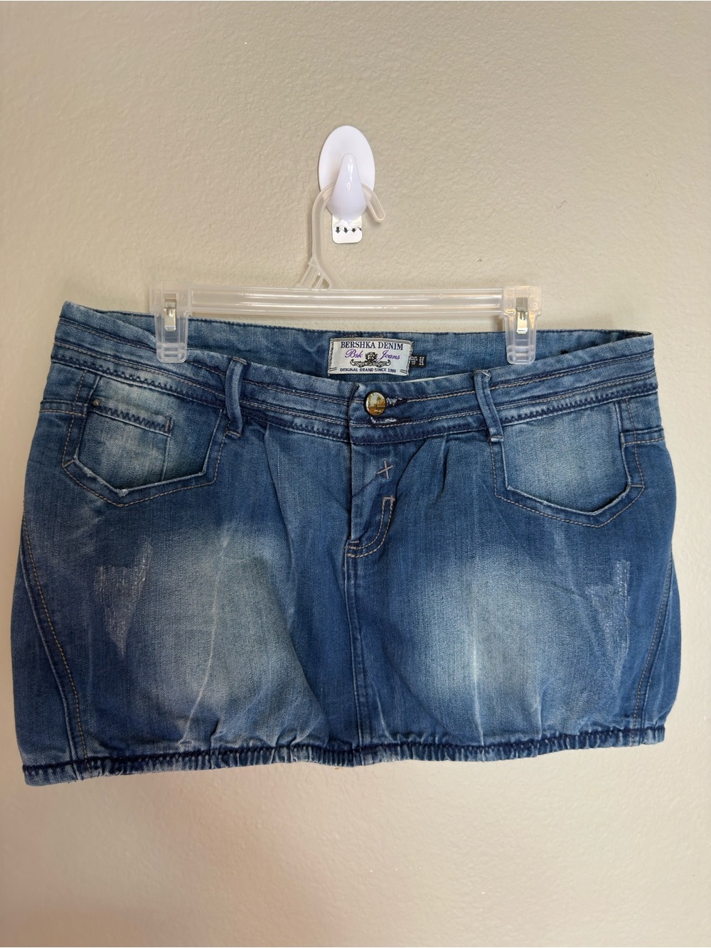 Bershka Light Blue Washed Denim Mini Skirt